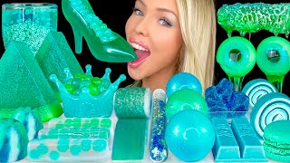 ASMR TEAL DESSERT MUKBANG HONEYCOMB PIPETTE SQUEEZE GLITTER DRINK BUTTERFLY PEA TEA EDIBLE CUP 먹방 [upl. by Corie280]