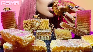 ASMR Honeycomb Eating with Edible Gold amp Glitter  Wild Raw Organic Hunnibee ASMR 먹방 Mukbang Fru Fru [upl. by Darill]