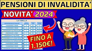 ✅PENSIONI DI INVALIDITA👉NOVITA 2024👉FINO A 1150€❗️ [upl. by Ahseila]