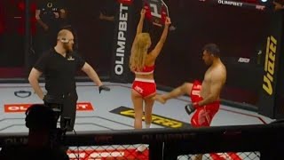 Iranian MMA Fighter Attacked PostFight for Kicking Ring Girl [upl. by Akcemat]