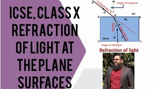 ICSE CLASS10 PHYSICS quotREFRACTION OF LIGHT THROUGH THE PLANE SURFACES [upl. by Etnad]