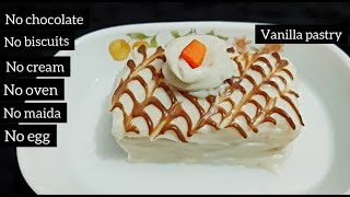 vanilla pastry cake recipe  eggless vanilla pastry cake without oven without cream no chocolate [upl. by Ahsimit697]