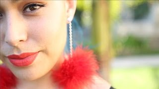 Feather Pom Pom Earrings ♥ DIY [upl. by Aihtnys]