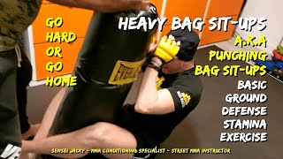 Heavy Bag Situps  MMA Abs  Punching Bag Situps  Boxer’s SitUp  The Spiked Elbow Offense [upl. by Aracot897]