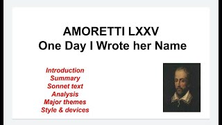 Amoretti LXXV  One day I wrote her name upon the strand  Sonnet 75 by Edmund Spenser [upl. by Devine]