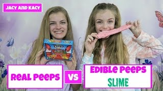 Real Peeps vs Edible Peeps Slime  Jacy and Kacy [upl. by Morven]