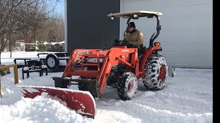 164 DIY quick attach snow plow on Kubota L3400 [upl. by Ynohtnaleahcim453]