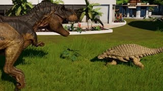 Nodosaurus Sauropelta amp TRex Breakout amp Fight Jurassic World Evolution 1080p 60FPS [upl. by Rednazxela629]