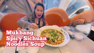 Mukbang… Spicy Sichuan Noodles Soup  Viewing of Fireworks 🎇 [upl. by Brunhild]