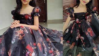 DIY Square Neckline puff sleeve Dress How to make puff sleeve Dress [upl. by Gayler]