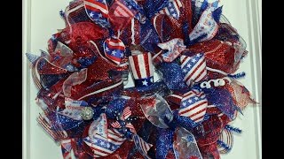 How to make a ruffle deco mesh wreath Patriotic wreath to show off your patriotism [upl. by Ellerol]