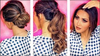 2MIN EVERYDAY HAIRSTYLES FOR WORK Holiday UPDOS for Long Medium HAIR [upl. by Chainey527]