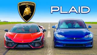 Lamborghini Revuelto v Tesla Model S Plaid DRAG RACE [upl. by Geesey]