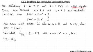 Beispiel zur Injektivität von Abbildungen Teil 1  Mathematik Video Tutorium [upl. by Sucramel871]