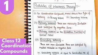 1 Coordination Compounds Werners theory of coordination Compounds Class12 chemistry neet jee [upl. by Parik]