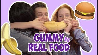 59 GUMMY vs REAL FOOD CHALLENGE🍔🍌  JUNIORSONGFESTIVALNL🇳🇱 [upl. by Gower961]