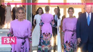 Melania Trump wears a 7000 Valentino floral jumpsuit at Palm Beach [upl. by Atiuqes561]