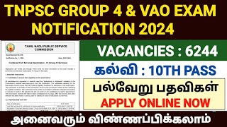 TNPSC Group 4 Notification 2024 Exam Details and Online Application Process [upl. by Yajnas]