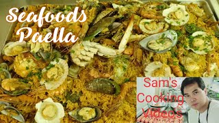 SEAFOODS PAELLA  Paella easy Recipe  How to prepare seafoods Paella  Sams Cooking Videos [upl. by Komsa]