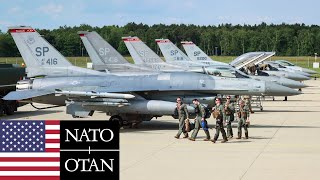 US Air Force F16 fighters during NATO military exercises in Europe [upl. by Ednargel675]