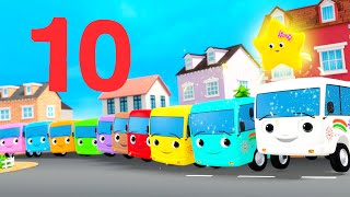 10 Little Buses  Nursery Rhymes amp Kids Songs  ABCs and 123s [upl. by Ameyn]