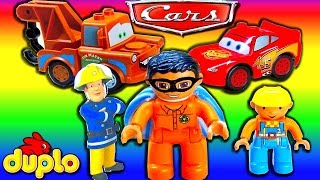 ♥ BRANDWEERMAN SAM Sam en Duplo Man met Lightning McQueen Cars in Nederlands filmpje FunClips4Kids [upl. by Ardnac]