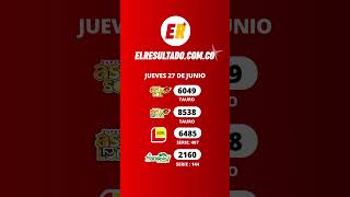 RESULTADO DE LA LOTERIA BOGOTA  LOTERIA QUINDIO Y ASTRO JUEVES 27 DE JUNIO🤩 Shorts [upl. by Aneerb]