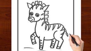 Zebra drawing for kids easy and simple  How to draw Zebra for kids  Zebra Drawing  kids drawing [upl. by Chemaram]