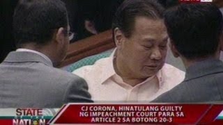 SONA Corona hinatulang guilty ng impeachment court para sa article 2 sa botong 203 [upl. by Arraeic452]