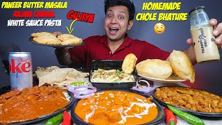 Homemade Chole Bhature Paneer Butter Masala Rajma Chawal amp White Sauce Pasta with Garlic Naan [upl. by Belen]