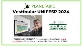 Vestibular UNIFESP 2024  BIOLOGIA conhecimentos específicos VERSÃO CANCELADA DEVIDO ÀS CHUVAS [upl. by Kristi]