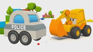 Cartoni Animati per Bambini  Cartoni animati  Lescavatore Max Come fare un’auto della polizia [upl. by Gefell]