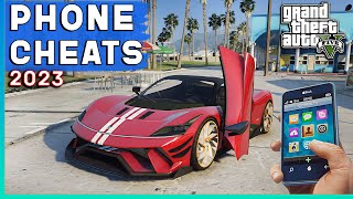 GTA 5  UPDATED PHONE CHEATS 2023 Money Car Repair Girlfriend [upl. by Kamal817]