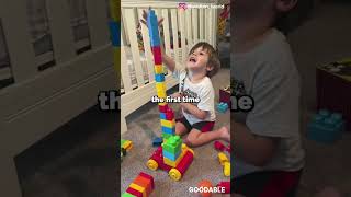 Boy with Cerebral Palsy Builds His First Tall Tower shorts [upl. by Giordano385]