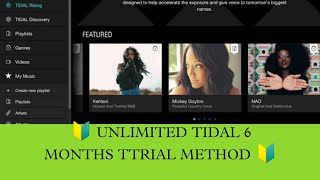 HOW TO CREATE UNLIMITED TIDAL 6 MONTHS TTRIAL METHOD adimani [upl. by Crompton]