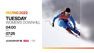 2022 Eurosport Beijing Olympics Womens Downhill INT [upl. by Burhans531]