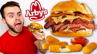 Arbys NEW Steakhouse Garlic Ribeye Sandwich REVIEW  REESE’S Cookie and Mozzarella Sticks [upl. by Naehgem]