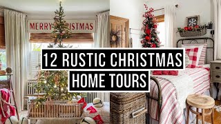 12 Antique Farmhouse Christmas Home Tours  Music Only [upl. by Zinah]