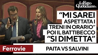 Paita vs Salvini quotMi sarei aspettata almeno i treni in orarioquot Poi il battibecco quotSi dimettaquot [upl. by Loredana]