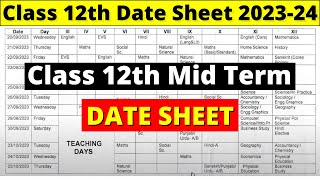 class 12 mid term date sheet 202324  mid term date sheet 2023 24  class 12 mid term date sheet [upl. by Airdnua]