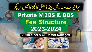 Private MBBS amp BDS Fee Structure 202324  70 Medical Colleges amp 40 Dental Colleges of Pakistan [upl. by Sairu]