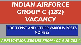 IAF NEW VACANCY FOR POST OF LDCTYPIST 2024 IAFGROUPCVACANCY IAFVACANCY groupcvacancy [upl. by Neellek]