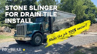 Stone Slinger For Concrete Foundation French Drain Tile Install  DIY House Build [upl. by Enyrhtak]