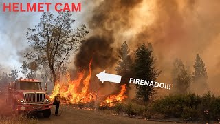 PARK FIRE HELMET CAM  CAL FIRE EMERGENCY BACKFIRE OPERATION CLOSERANGE RETARDANT DROPS [upl. by Anneuq]