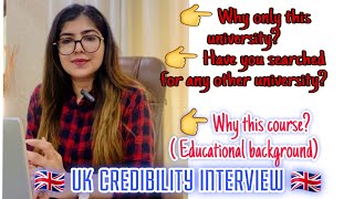 UK CREDIBILITY INTERVIEW  Pre CAS and Embassy interview  Why this course University [upl. by Annahvas]