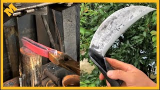 Forging the scythe to cut grass simple branches  How to forge knives of the Chinese [upl. by Hachmin]