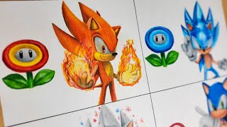 Drawing SONIC with Super MARIO PowerUps  Sonic The Hedgehog [upl. by Anotyad930]