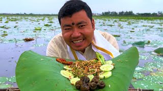 🔥Lotus Leaf Snail and Traditional Food Bora and mimi Singju Mukbang at Loktak Lake ll Mukbang [upl. by Elinor465]