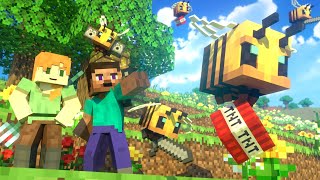 BEES FIGHT  Alex and Steve Life Minecraft Animation [upl. by Lotta]