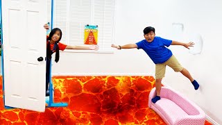 Wendy and Alex Pretend Play Floor is Lava Challenge Game for Kids [upl. by Ramoh]